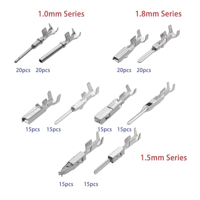 Fulillanlun 340Pcs 1/1.5/1.8/2.2/2.8/3.5mm Terminal Pins Wire Harness Pin Male Female