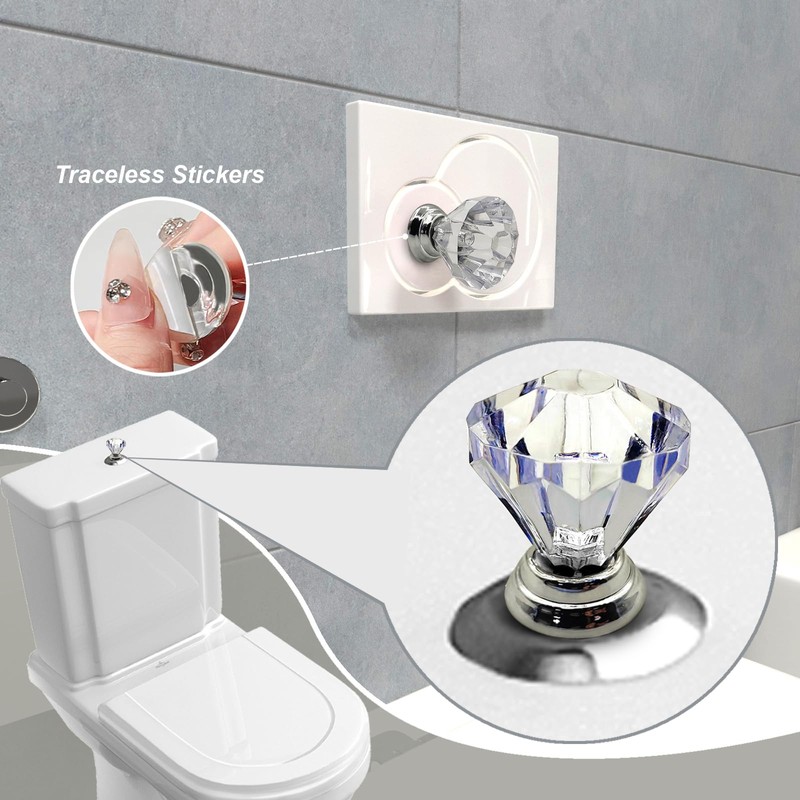XQIGI Toilet Tank Button Pack of 4,Crystal Toilet Top Push