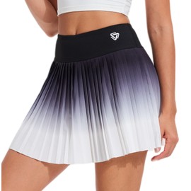 AFZ Women Pleated Tennis Skirt with Shorts Underneath High Waisted Pickleball Golf Skirts Athletic Skorts Black