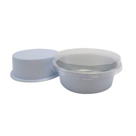 KitchenDance Disposable Colored Aluminum Foil Baking Pan with Lid - 5 Ounces Heavy Duty Baking Cups Perfect for Desserts, Creme Brulee, Flan, Mini Cakes - Pack of 100#A41 (White, Flat Lids)