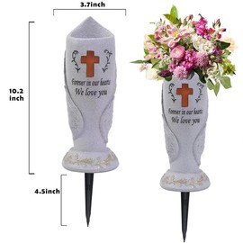 Cemetery Grave Flower Vase,Cometery Decorations for Grave,Angel Vases with Spike，Angel Wings and Cross Solar Light Cemetery Vase with Removable Stakes, Gift for Lost Lovers Ones