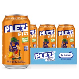 Plezi Fizz Orange Mango Sparkling Juice Drink, 12 Pack, 12 Fl Oz, Low Sugar