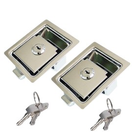 2 PCS Flush Mount Paddle Handle Stainless Steel Locking Door Latch RV Paddle Entry Interior Handle Knob Deadbolt Toolboxes and Compartment Silver