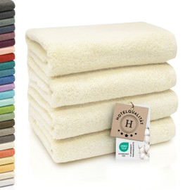 ZOLLNER Towels, Set of 4, Soft and Absorbent Guest Towels, Washable at up to 95 °C, Cotton, 50 x 100 cm, Natural