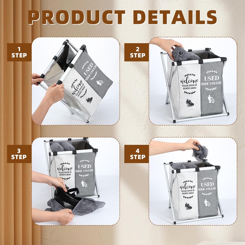Wonderjune Foldable Disposable Shoe Cover Box Dispenser Fabric Storage Bin