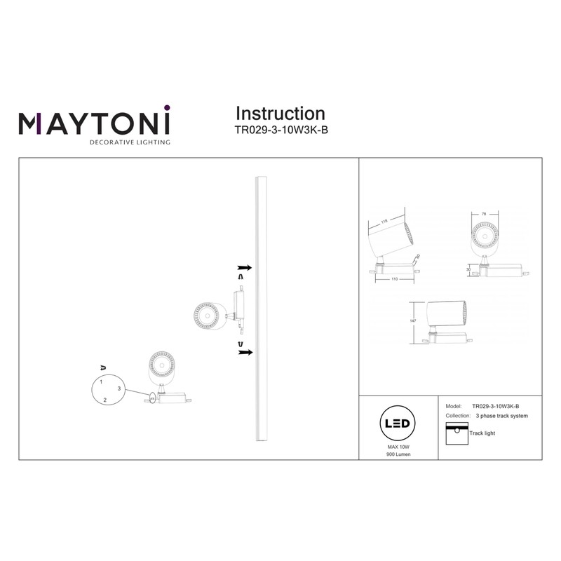 Maytoni Modern Spotlight for Three-Phase Track System Trinity Vuoro LED