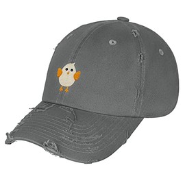 JPAK Cute Chick Vintage Dad Hat Frayed Embroidered Cap Chicken Gray