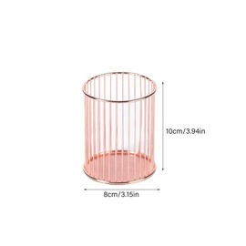 2 Pcs Rose Gold Metal Pen Holder, Desktop Organizer Bucket, Office Home School Makeup Brush Holder Pen Cup Organizer for Office, Makeup, Storage, Multi-Purpose Multi-Functional Pen Holder