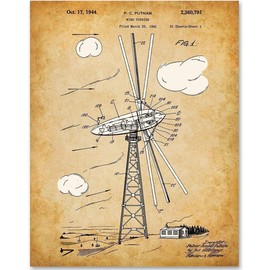 Wind Turbine - 11x14 Unframed Patent Print - Makes a Great Home or Office Decor and Gift Under $15