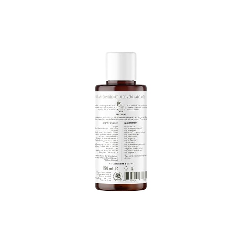 Wildschön Natural Cosmetics: Clean Organic Conditioner Aloe Vera + Argan