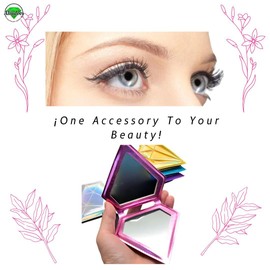 ALIADOOS CONNECTING YOUR EMOTIONS: Dual Sided Compact Mirror Portable for Travel Home Office Makeup Hand Size or Pocked Iridescent Foldable in Diamond Shape Mirror for Women Girls