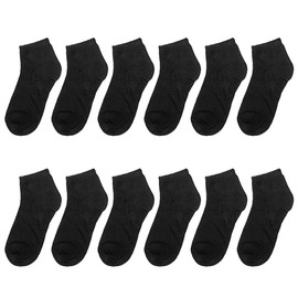 Falari 12 Pairs Boy Kids Cotton Socks 6-8 Black