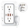 Outlet Extender 6 AC Surge Protection 1050J,Wall Charger 2 USB
