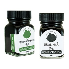 Monteverde 60ml Core Fountain Pen Ink Bottle (30ml Yosemite Green Ink Bottle G309YG, 30ml Black Ash Ink Bottle G309BA)