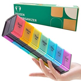 Pastillero extragrande, pastillero XXL para 7 días, organizador semanal de píldoras con compartimentos grandes AM PM para suplementos, pastillero jumbo para vitaminas, gran organizador de medicamentos, 2 veces al día