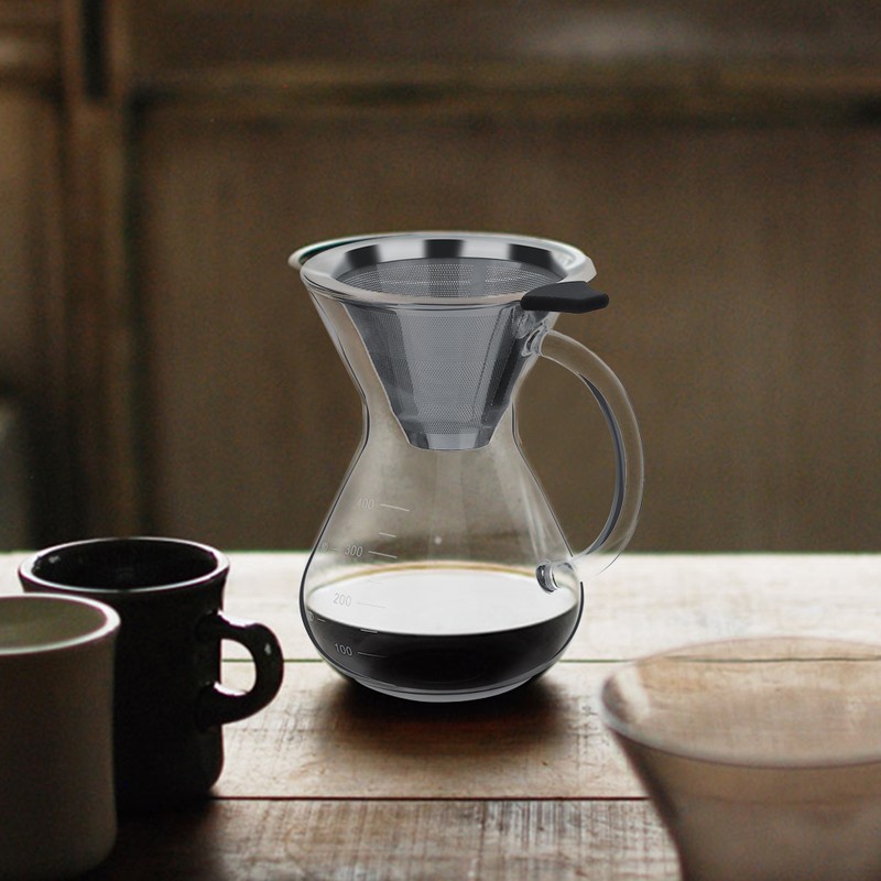 400ml Glass Hand Drip Coffee Maker Filter Pot with Scale