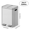 Unbranded Dual Trash Can 2x5.3 Gal Stainless Steel with Recycling