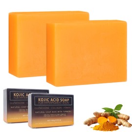 Pack of 2 Kojic Acid Soap 100 g, Kojic Acid Soap, Turmeric Soap, Turmeric Soap, Turmeric Soap, Turmeric Soap for Face, Kojic Acid Soap, Turmeric Soap Piece, for Face and Body