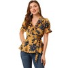 Allegra K Women's Wrap Peplum Top Blouse 2025 Summer Floral