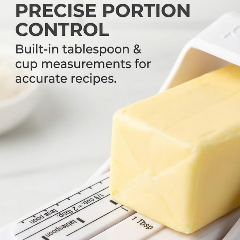 Butter Slicer - One Click Butter Cutter, Dispenser - White