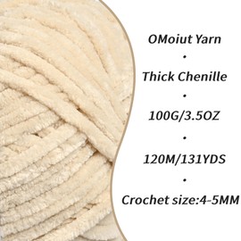 4 Pack Beige Fluffy Velvet Yarn for Crocheting, Chunky Chenille Baby Blanket Yarn for Crochet, Soft Fuzzy Puzzle Yarn for Knitting, (100g/3.53oz Each) Bulky Thick Amigurumi Crochet Yarns