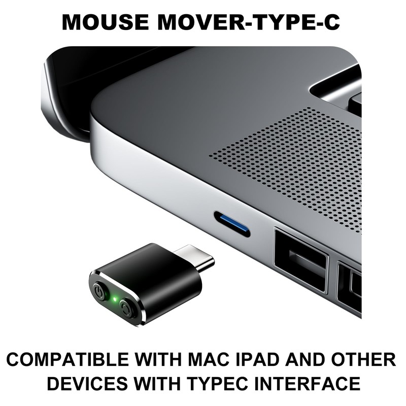 Mouse Jiggler Compatible with Type C Interface Devices,Undetectable Mini USB-C