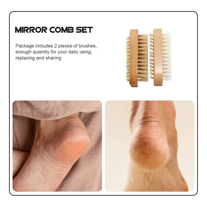 SAFIGLE 2Pcs Wooden Manicure Brush Double Sided Fingernail for Home