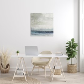 Stupell Industries Rainy Sea Shoreline Cloudy Sky Abstract Viewpoint, Design by Suzanne Nicoll, Blue, 30 x 30