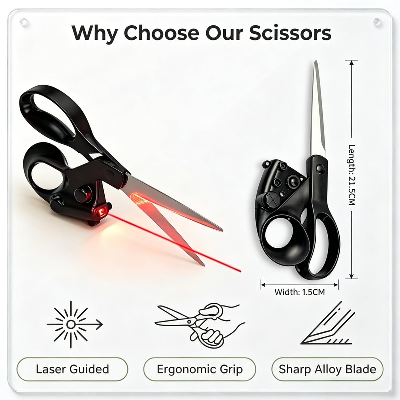 2026 Upgraded Laser Guided Scissors for Fabric Cutting, Cuts Straight