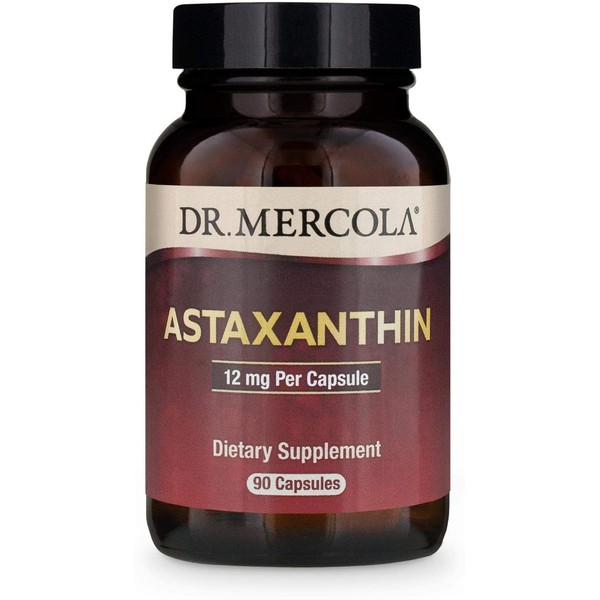 Dr. Mercola, Astaxanthin, 12mg, 90 Servings (90 Capsules), Antioxidant, Supports Cardiovascular Health, Non GMO, Soy Free, Gluten Free