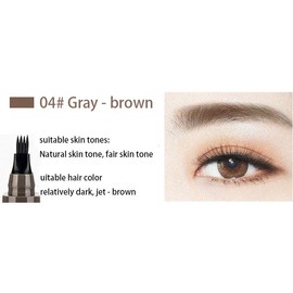 Four Fork Waterproof Eyebrow Pencil Natural, Three-Dimensional, Lasting color, Waterproof, Rich Color, Easy to Use Suitable for Daily Use - Color: 【04#】Gray brown