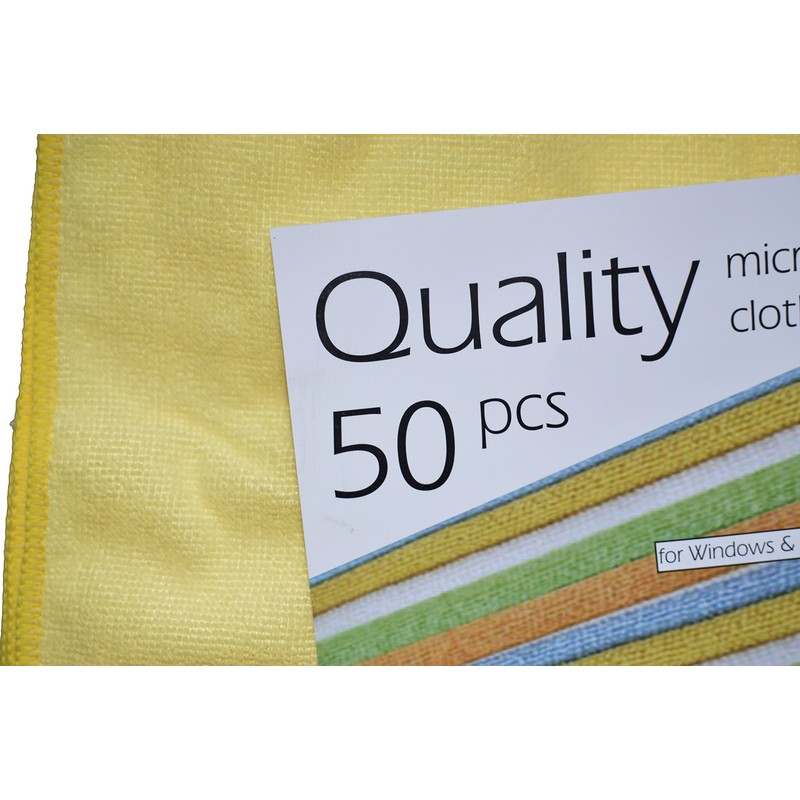 Quality Microfiber Cleaning Cloth 50pc Yellow