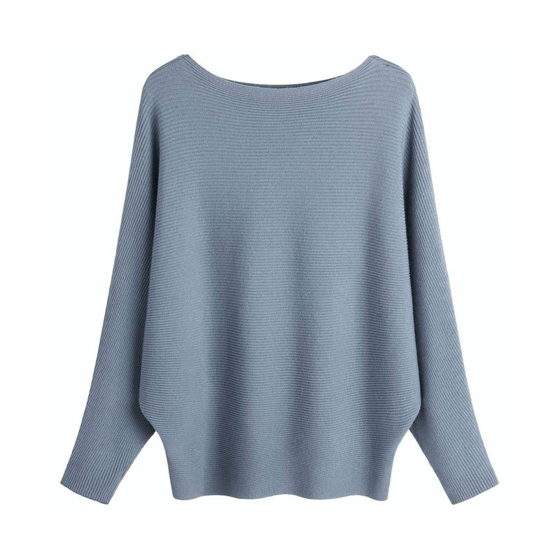 Bichingda Suéteres de punto para mujer, cuello barco, mangas de