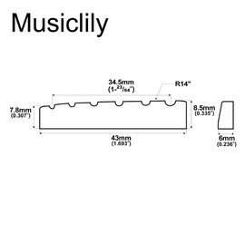 Musiclily Basic 43mm Flat Bottom Slotted Guitar Bone String Nut for 6 String Electric Guitar, 43x6x8.5mm (Set of 2)