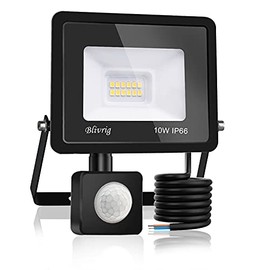 Blivrig Blivrig LED spotlight with motion detector outdoor 10W cold white, floodlight with motion sensor, super bright 1000LM outdoor spotlight, IP66 waterproof spotlight, for garden, garage (cold white, 10W)