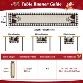 Christmas Table Runner, Christmas Table Runner, 180 cm Long, Christmas Table Runner, Christmas Tree Runner, Christmas Table Runner, Table Decoration (Grey)