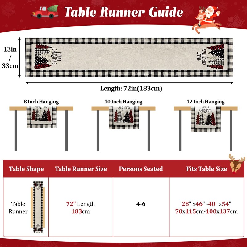 Christmas Table Runner, Christmas Table Runner, 180 cm Long, Christmas