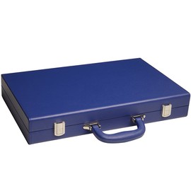 16-inch Backgammon Set - Indigo Blue Board – Grey Playing Surface, White and Blue Points