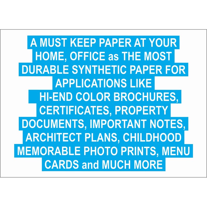 Waterproof Paper | 25 Sheets, Thickness 350 GSM, 225 LB,
