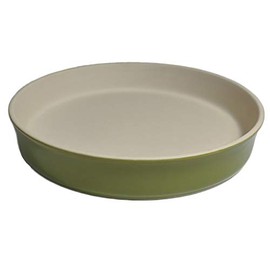Sassafras Superstone Stoneware Pie and Pizza Baker with Green Glaze and Unglazed Interior 10.5â X 1.5â Interior