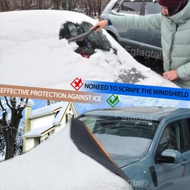 Fgtagtal Windshield Snow Cover Fit for Ford Ranger Maverick 2022-2024, Front Windshield Cover for Ice and Snow, Extra Thick Windshield Ice Cover Protect from Rain, Sun, Frost (Black)