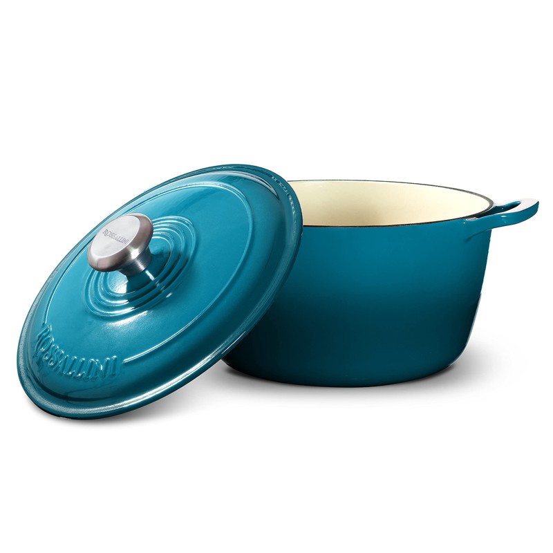 ROSSALLINI Signature Enameled Cast Iron Dutch Oven, Non-Stick Serving Pot