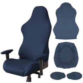 Thatyro Polyester Gaming Chair Cover Set, Stretchable Game Chair Slipcovers with 2 Armrest Covers, Scratch-Proof Gamer Desk Chair Covers for Computer Office Seat (Blue)