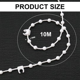 1pcs 10 Meter 100 clips Vertical Blind Bottom Chain for 3.5 Inch/ 89mm Slats,Vertical Blind Chain,Vertical Blinds Repair Parts Suitable for 3.5 Inch/ 89mm Blind Bottom Chain Slats(10Meter Long,White)
