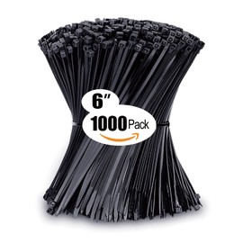Zip Ties 6 inch with 25 lb Tensile Strength, Black Cable ties, 1000 Pack, ANOSON