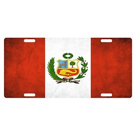 FAST SERVICE DESIGNS Peru Flag Custom License Plate Peruvian Emblem Dirty Version