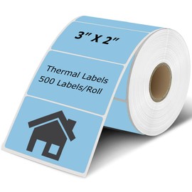 3" x 2" Thermal Labels Stickers Blue, Thermal Printer Thermal Shipping Stickers, Multipurpose Inventory Self-Adhesive Direct Thermal Label for Small Business (500 Labels/Roll)