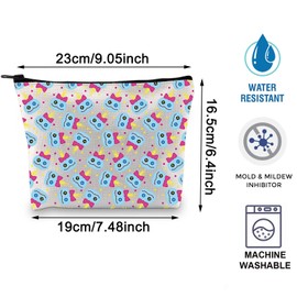 TOBGBE Funny Cartoon Character Makeup Bag Cartoon Movie Lover Gift Cute Hawaiian Makeup Zipper Bag Cartoon Movie Inspired Toiletry Bag (MB, Blue Dolls)