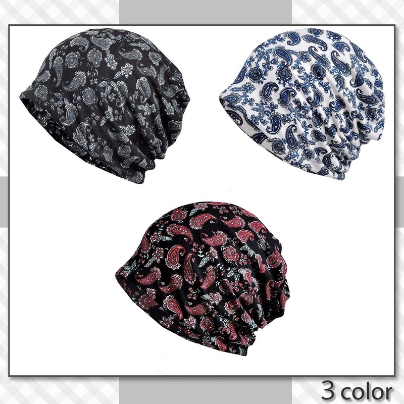 CHROME CRANE CB123 Knit Hat, Knit Cap, Paisley Pattern, 2-Way,