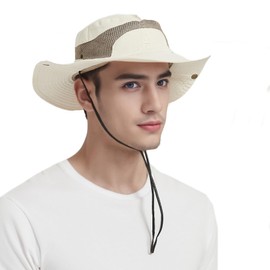 JAOAJ Sun Hat Fishing Hat Men's UV Protection Summer Hat Cotton UPF 50+ Safari Hat Foldable Outdoor Hiking Hat Garden Hat Boonie Hat, Creamy white, M